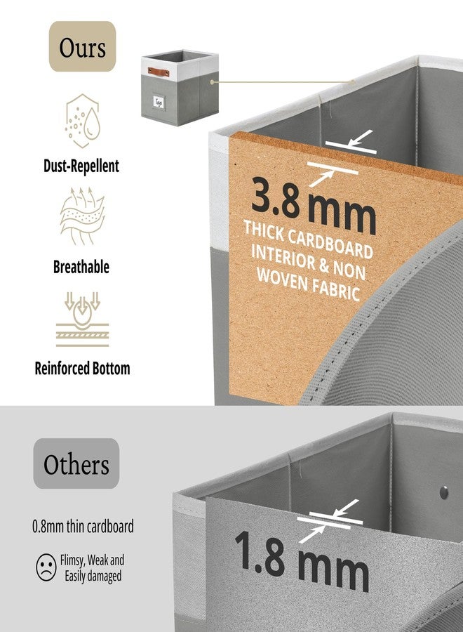 DECOMOMO Storage Baskets for Shelves - Large 15"x11"x10" Foldable Fabric Storage Bins, Baskets for Organizing with Labels (Grey & White, 4pcs) - Image 5